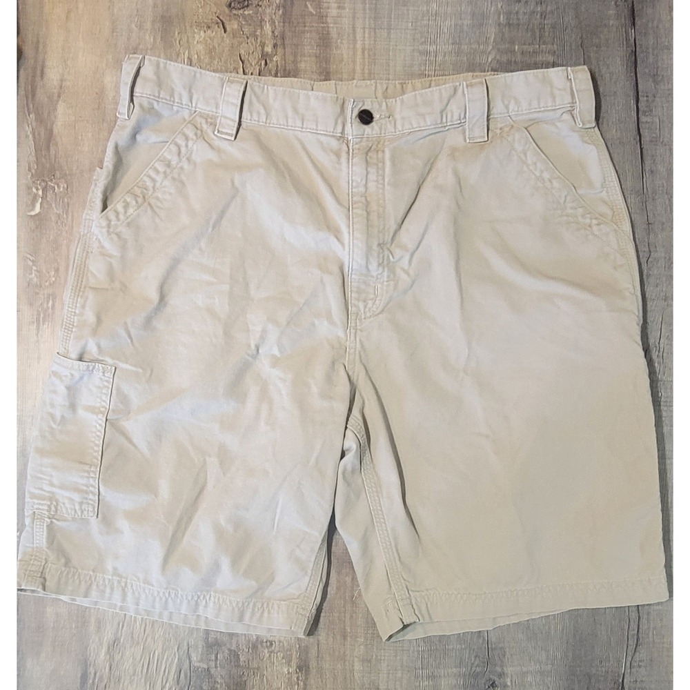 Carhartt B147 TAN Canvas Work Carpenter Shorts Mens 40 Tan Beige Utility Pockets